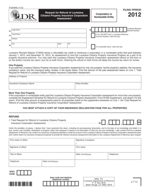Louisiana Citizens Property Insurance Corporation Assessment Refund Form