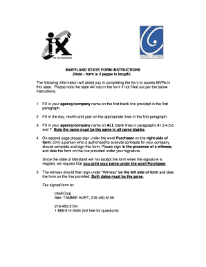 Maryland Motor Vehicle Record Access Form