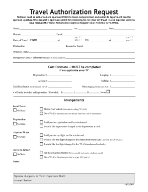Travel Authorization Request Form