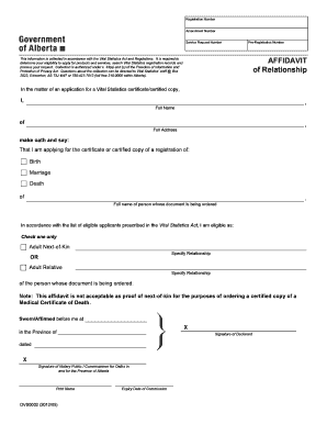 Vital Statistics Affidavit
