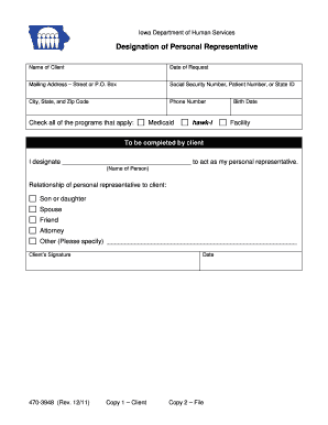 Iowa Designation of Personal Representative