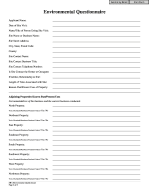SBA Environmental Questionnaire