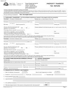 British Columbia Property Transfer Tax Form