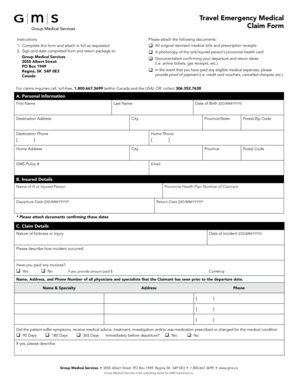 Travel Emergency Medical Claim Form