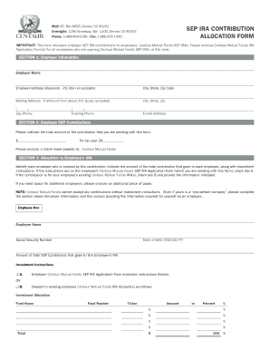 SEP IRA Contribution Allocation Form