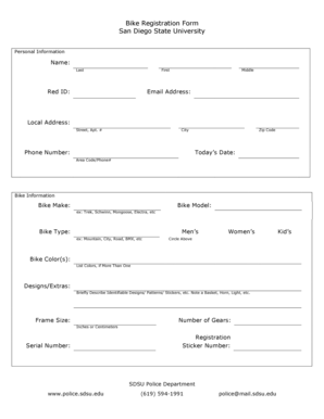 Bike Registration Form
