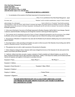 Guarantee of Rental Agreement