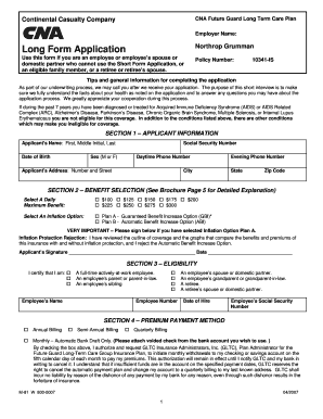 Long Term Care Insurance Application