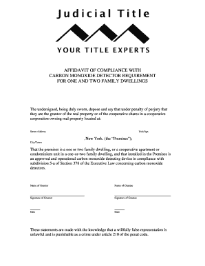Affidavit of Compliance with Carbon Monoxide Detector Requirement