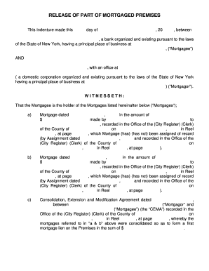 Release of Part of Mortgaged Premises
