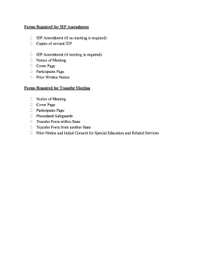 IEP Amendment and Transfer Meeting Forms