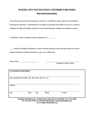 Woodlawn Foundation Contributor Form