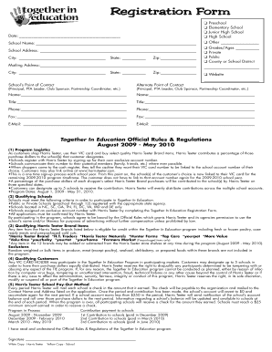 Together In Education Registration Form