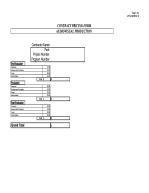Audiovisual Production Contract Pricing Form