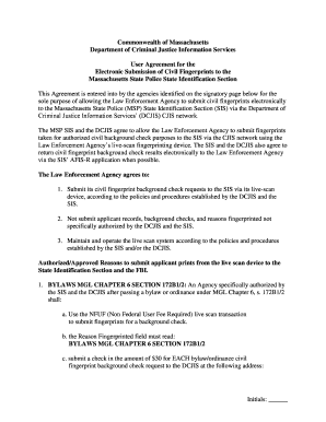 Massachusetts Civil Fingerprint Submission Agreement