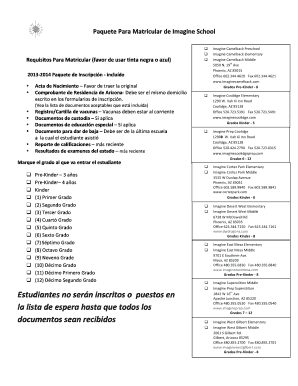 Paquete de Matrícula de Imagine School