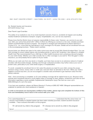 Student Accident Insurance Enrollment Form