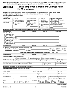Texas Employee Enrollment/Change Form