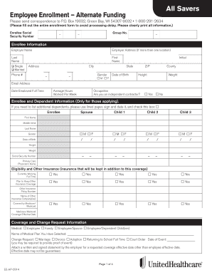 Employee Enrollment Form - Alternate Funding
