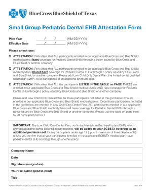 Pediatric Dental EHB Attestation Form