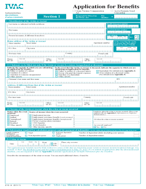 Quebec Crime Victims Compensation Application