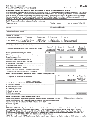Utah Clean Fuel Vehicle Tax Credit Form