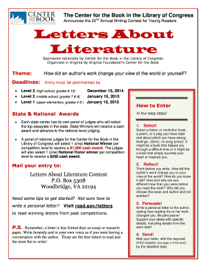 Letters About Literature Contest Entry Form
