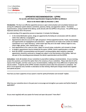 United Methodist Appointive Recommendation Form