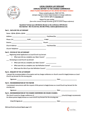 Local Church Lay Servant Annual Report