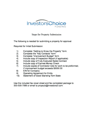 Property Submission Checklist