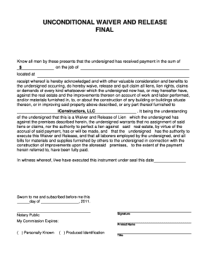 Unconditional Waiver and Release of Lien