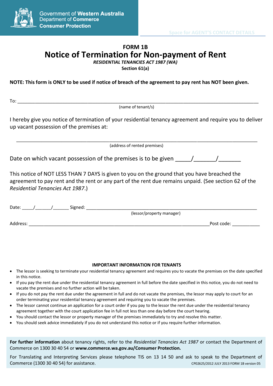 Notice of Termination for Non-payment of Rent