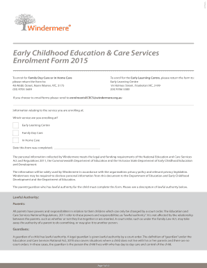Early Childhood Education Enrolment Form