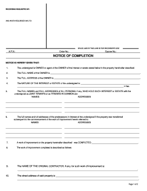 California Notice of Completion