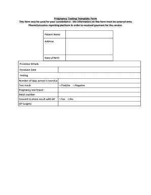 Pregnancy Testing Form