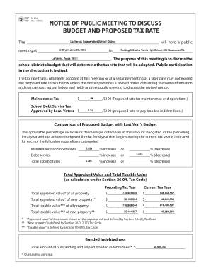 Texas Notice of Public Meeting to Discuss Budget and Tax Rate