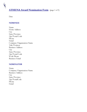 ATHENA Award Nomination Form