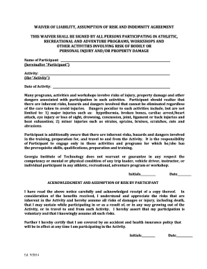 Waiver of Liability and Indemnity Agreement