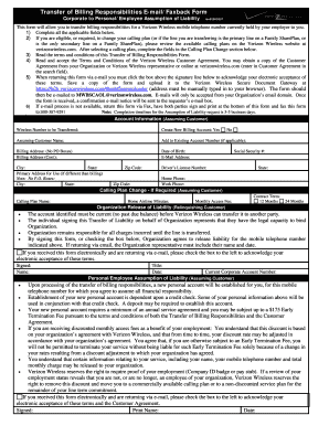 Transfer of Billing Responsibilities Form