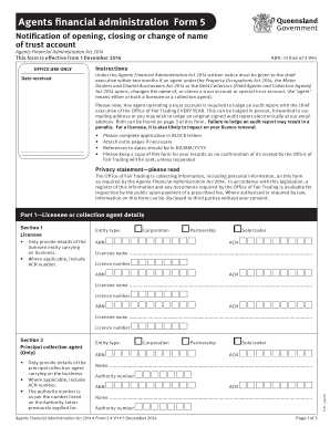 Queensland Trust Account Notification Form