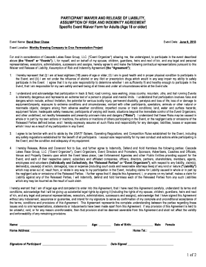Participant Waiver and Release of Liability