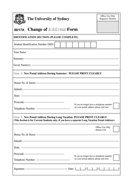 Student Change of Address Form