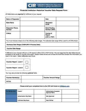Financial Institution Historical Voucher Data Request Form