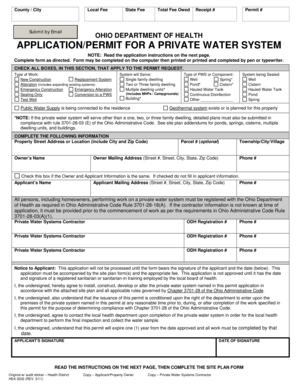 Ohio Private Water System Application