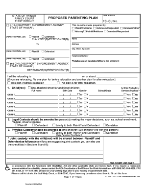 Hawaii Family Court Proposed Parenting Plan