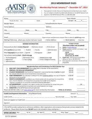 AATSP Membership Dues Form 2013
