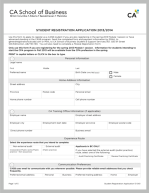 Gmat sample problems - Student registration application 2013/2014 - CA School of Business