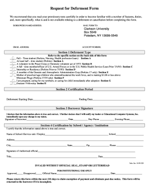 Request for Deferment Form