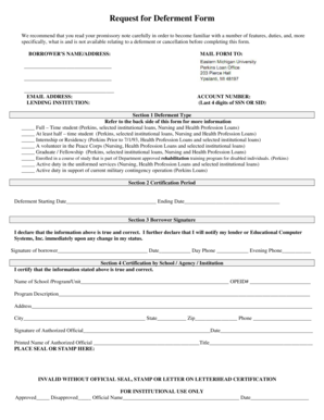Request for Deferment Form