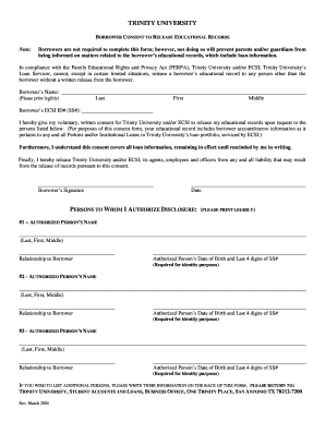 Borrower Consent to Release Educational Records